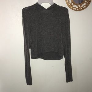 grey crop top hoodie